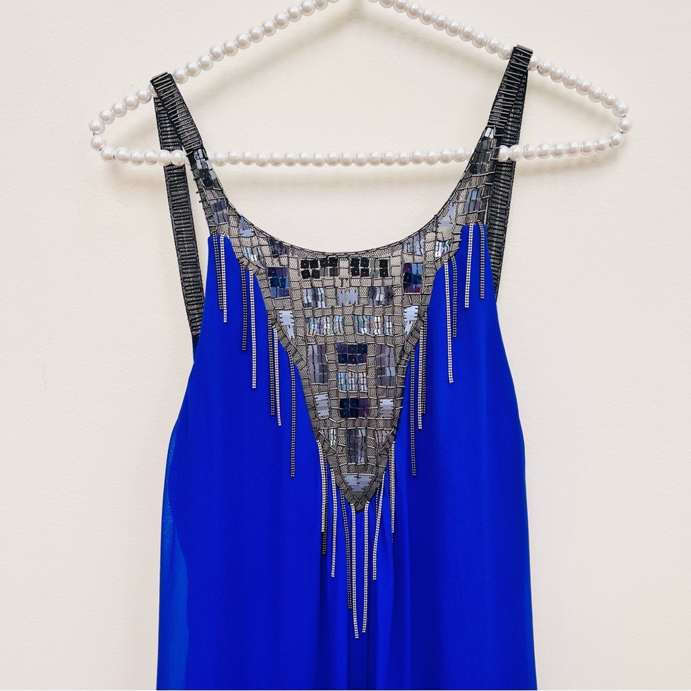 100% Silk Beaded Maxi Dress BCBG MaxAzria - Picture 3 of 11